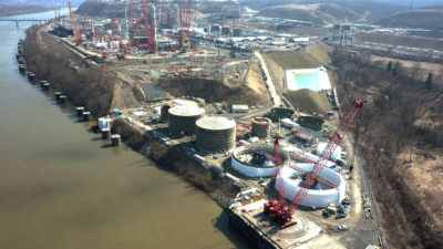 壳's new ethane cracker plant, seen here on March 12, is located on the Ohio River in Beaver County, Pennsylvania.