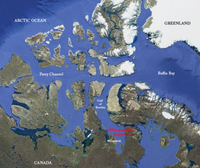 点击图片放大。Akademik Ioffe Ran搁浅的加拿大北极地区。