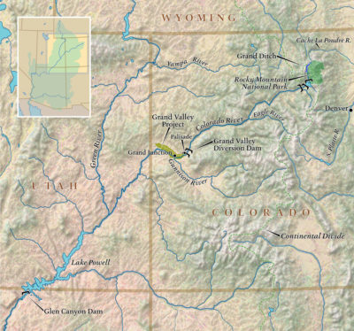 西科罗拉多州的一个主要农业区的大山谷依赖于科罗拉多河的水。