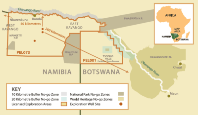 RecomAcrya石油开发许可涵盖纳米比亚和博茨瓦纳的13,250平方英里。